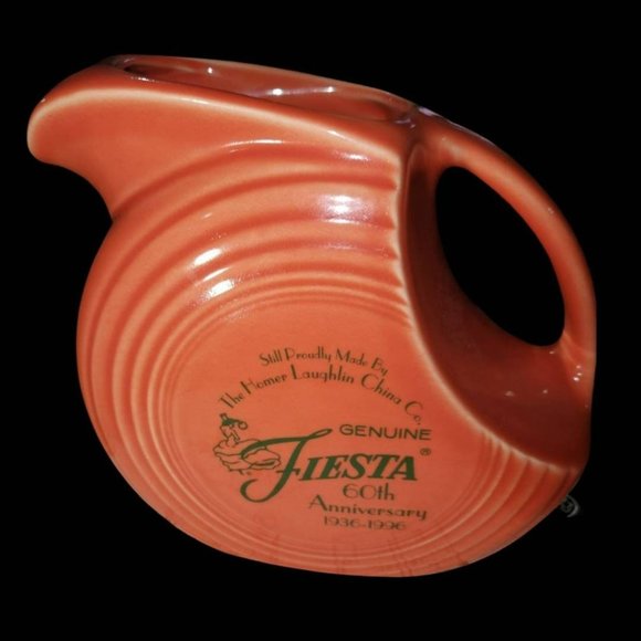 60th Anniversary Fiestaware Pitcher Persimmon Pitcher w/ 2 Matching Glasses Set - Picture 2 of 6